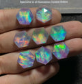 Aurora Opal & Natural Himalayan Rock Crystal Quartz Doublets Step Cut Hexagon Shape cabochons Aurora Opal Cabochons Loose Gemstones for Jewellery Making 12x12 MM 8 Pcs SM23614