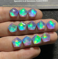 Aurora Opal & Natural Himalayan Rock Crystal Quartz Doublets Step Cut Octagon Shape Cabochons Aurora Opal Cabochons Loose Gemstones for Jewellery Making 10x10 MM 12 Pcs SM23618