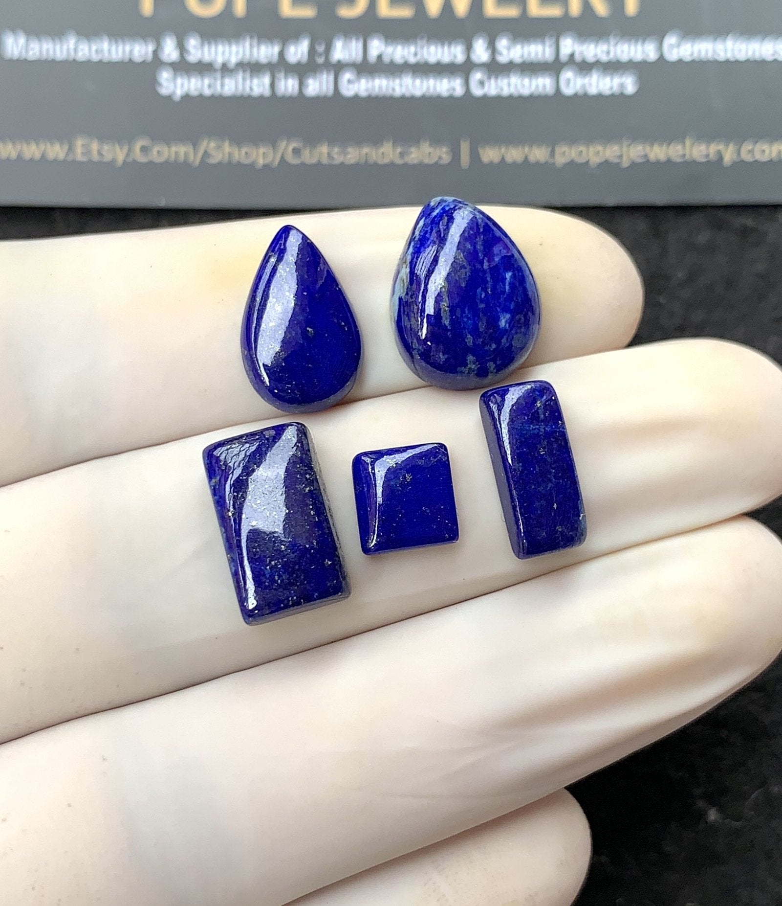 Natural Lapis Lazuli Gemstone Smooth Mix Shape Cabochon High Quality Loose Gemstones For Jewelry Making 7-15 MM Size 5 Pcs SM24799