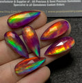 Purple Aurora Opal & Natural Himalayan Rock Crystal Quartz Doublets Rose Cut Teardrop Shape Cabochons Aurora Opal Cabochons Loose Gemstones for Jewellery Making 25x10 MM 6 Pcs SM23645