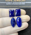 Natural Lapis Lazuli Gemstone Rose Cut Mix Shape Cabochon High Quality Loose Gemstones For Jewelry Making 14-20 MM Size 4 Pcs SM24803