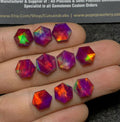 Purple Aurora Opal & Natural Himalayan Rock Crystal Quartz Doublets Step Cut Hexagon Shape Cabochons Aurora Opal Cabochons Loose Gemstones for Jewellery Making 9 MM 10 Pcs SM23664