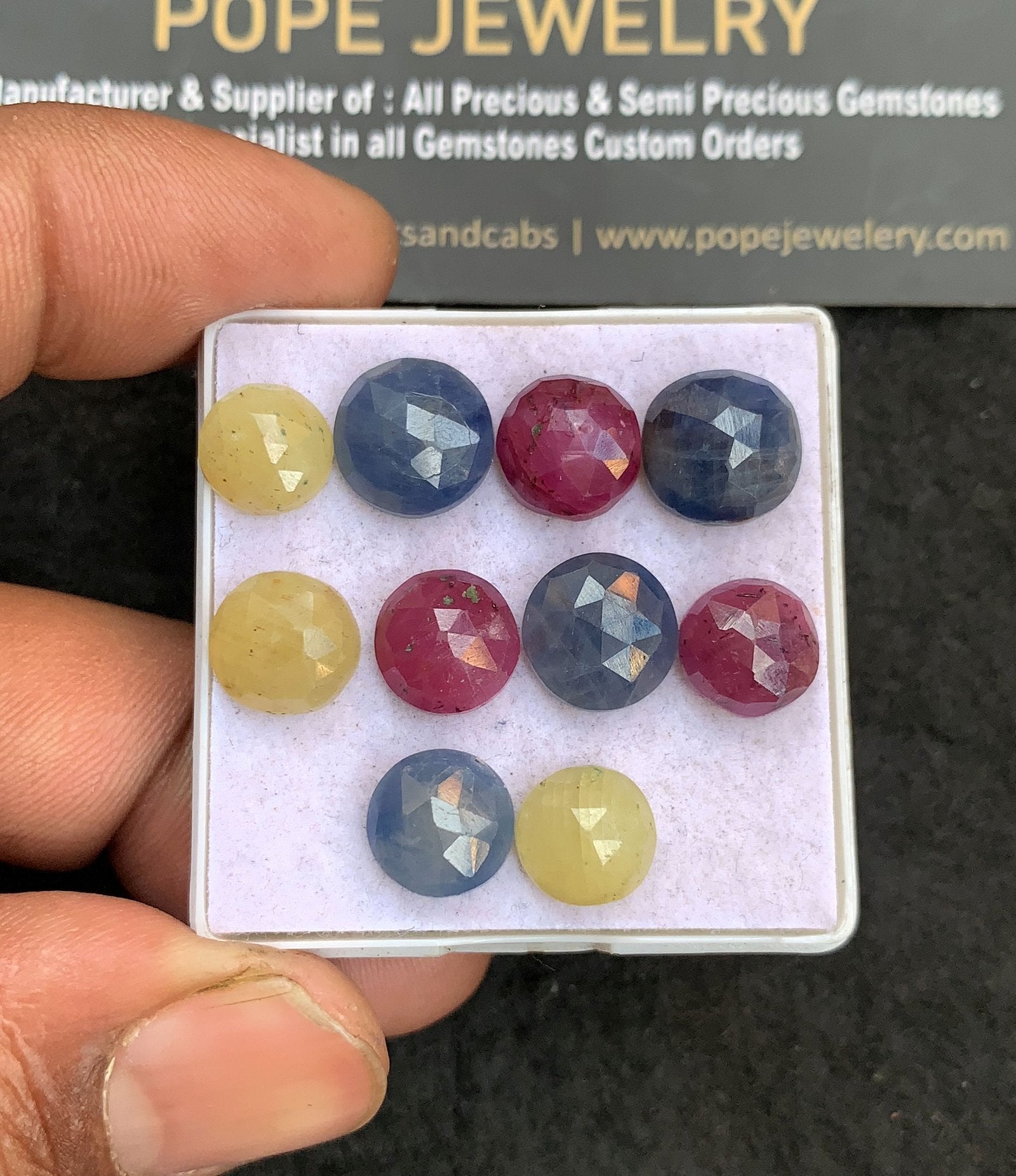 Natural Multi Sapphire Gemstone Rose Cut Round Shape Cabochon High Quality Loose Gemstones For Jewelry Making 8-10 MM Size 10 Pcs V4635