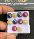Natural Multi Sapphire Gemstone Rose Cut Round Shape Cabochon High Quality Loose Gemstones For Jewelry Making 9-10 MM Size 10 Pcs V4637