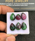 Natural Ruby Zoisite Gemstone Rose Cut Pear Shape Cabochon High Quality Loose Gemstone For Jewelry Making 11-14 MM Size 6 Pcs V4638