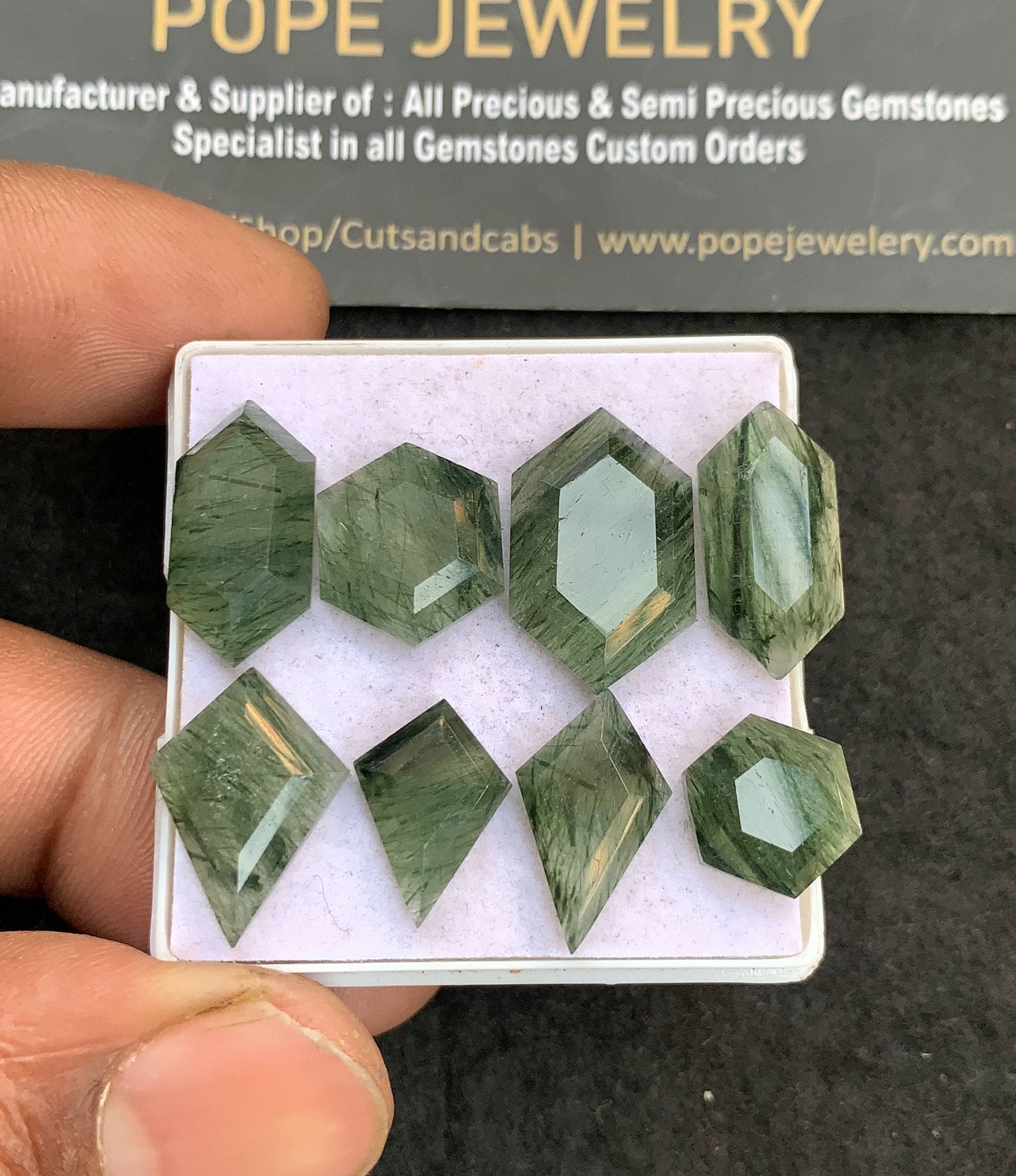 Natural Green Rutile Gemstone Step Cut Mix Shape Cabochon High Quality Loose Gemstone For Jewelry Making 10-18 MM Size 8 Pcs V4642