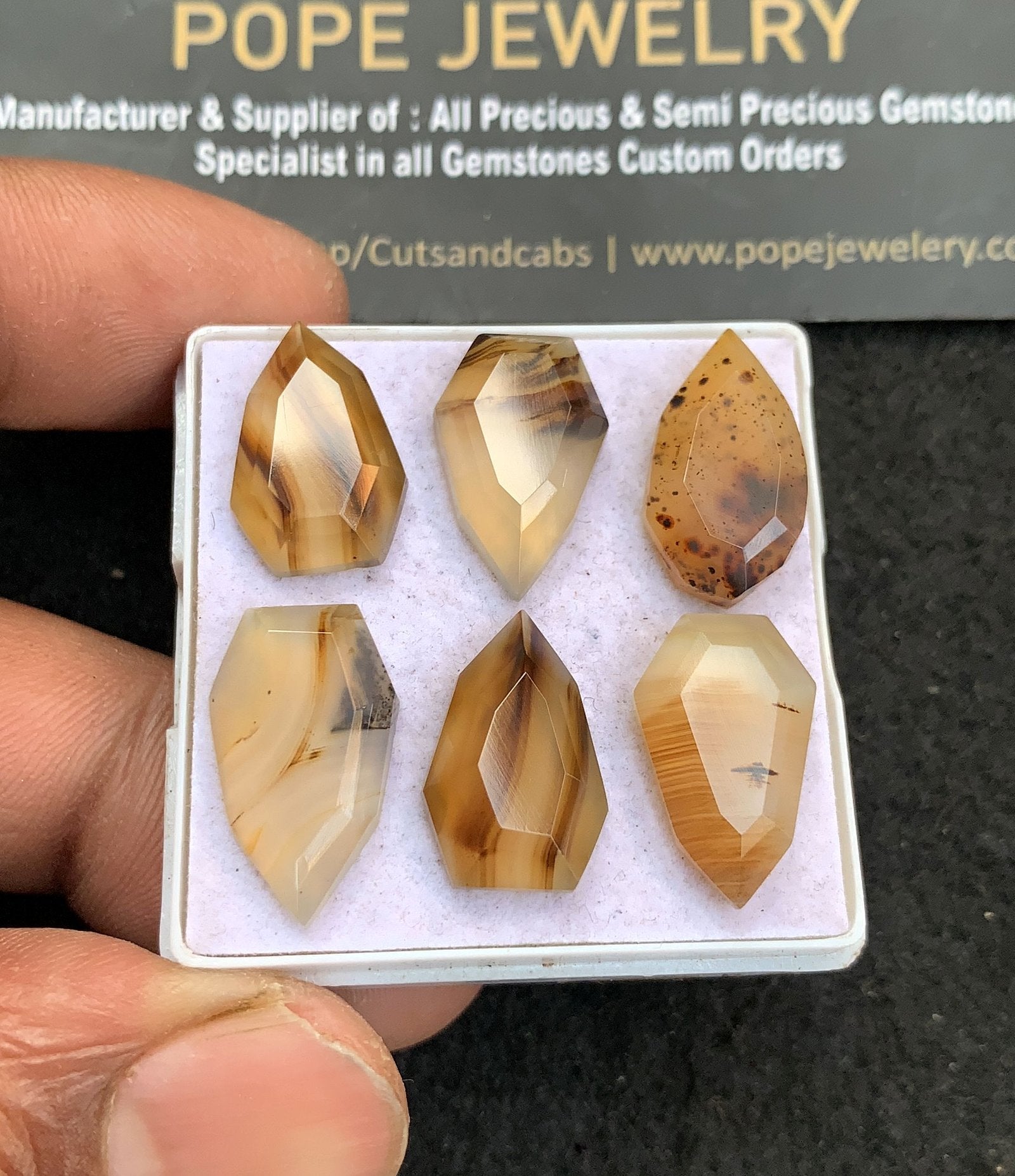 Natural Montana Agate Gemstone Step Cut Fancy Shape Cabochon High Quality Loose Gemstones For Jewelry Making 17-18 MM Size 6 Pcs V4653