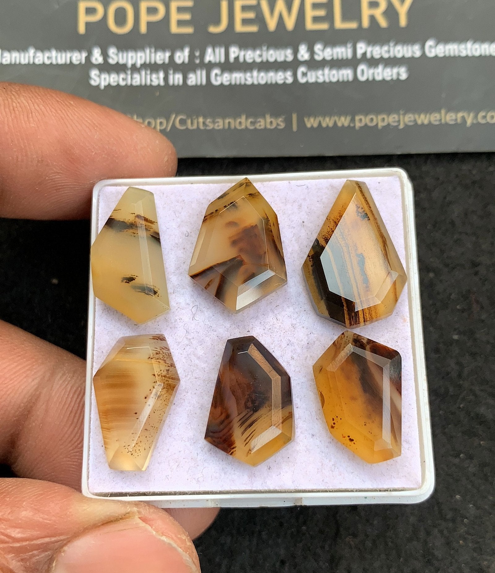 Natural Montana Agate Gemstone Step Cut Fancy Shape Cabochon High Quality Loose Gemstones For Jewelry Making 15-19 MM Size 6 Pcs V4655