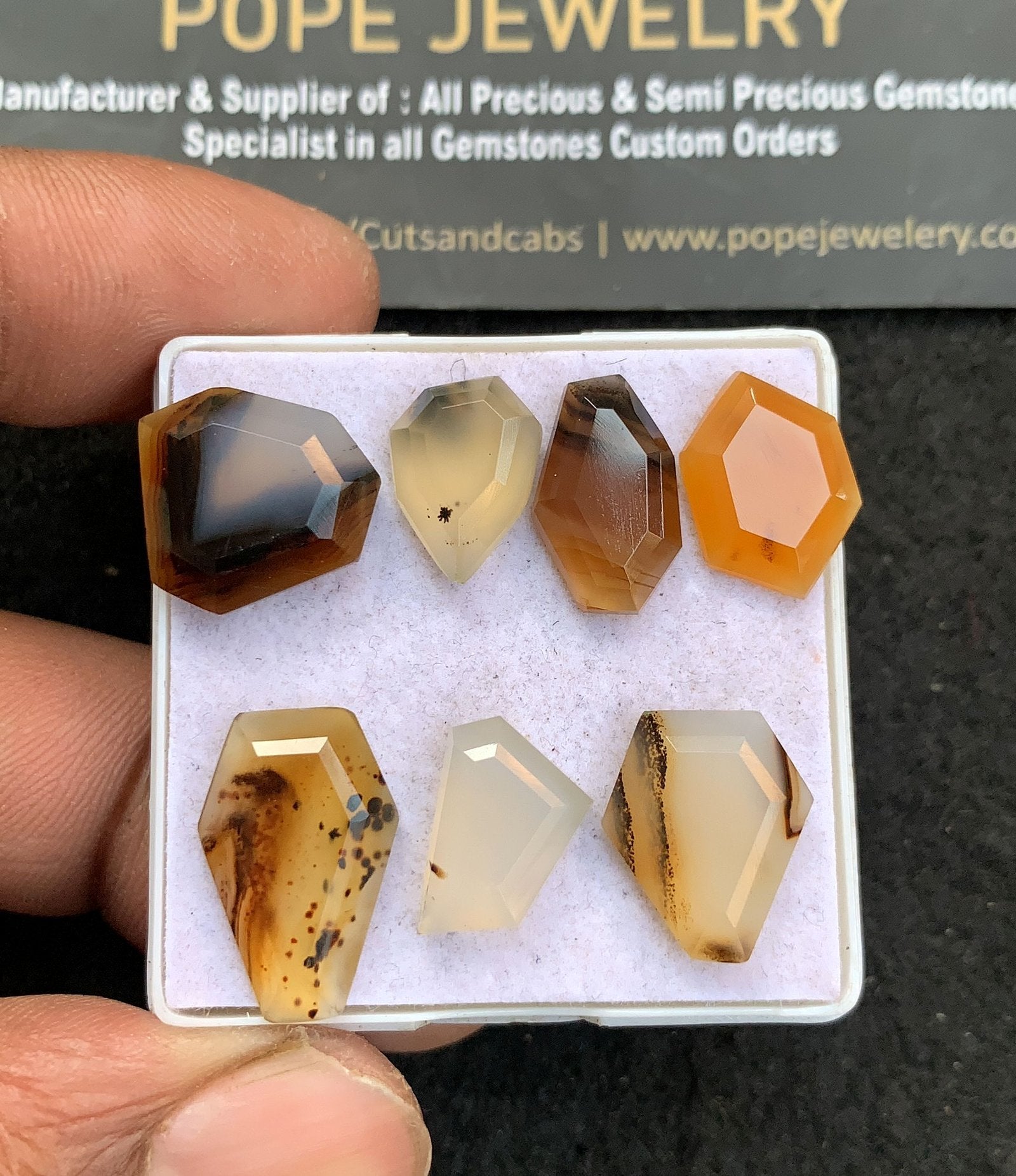 Natural Montana Agate Gemstone Step Cut Fancy Shape Cabochon High Quality Loose Gemstones For Jewelry Making 12-17 MM Size 7 Pcs V4656