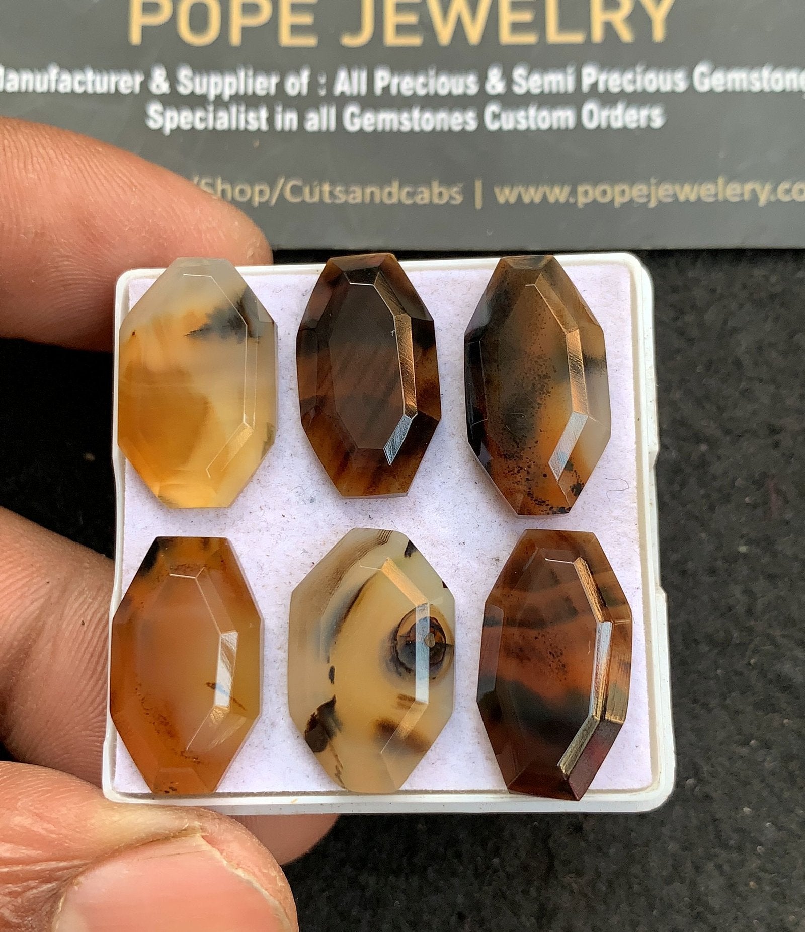 Natural Montana Agate Gemstone Step Cut Fancy Shape Cabochon High Quality Loose Gemstones For Jewelry Making 18-20 MM Size 6 Pcs V4657