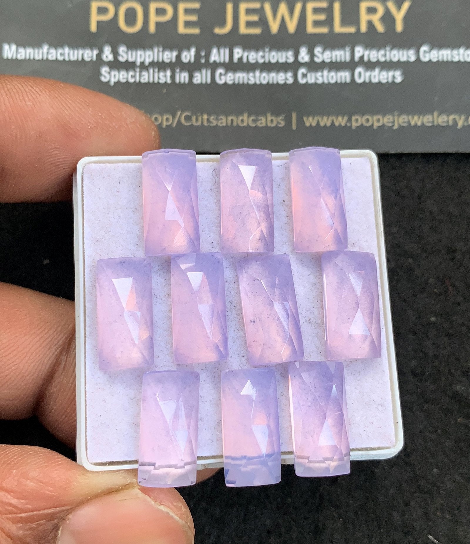 Natural Lavender Quartz Gemstone Rose Cut Rectangle Shape Cabochon High Quality Loose Gemstones For Jewelry Making 14x7 MM Size 10 Pcs V4663