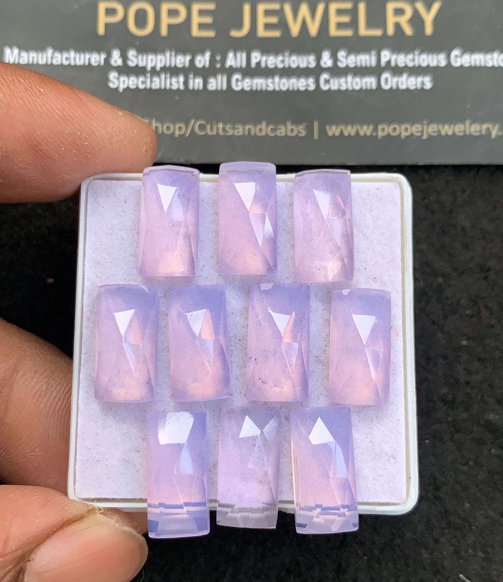 Natural Lavender Quartz Gemstone Rose Cut Rectangle Shape Cabochon High Quality Loose Gemstones For Jewelry Making 14x7 MM Size 10 Pcs V4664
