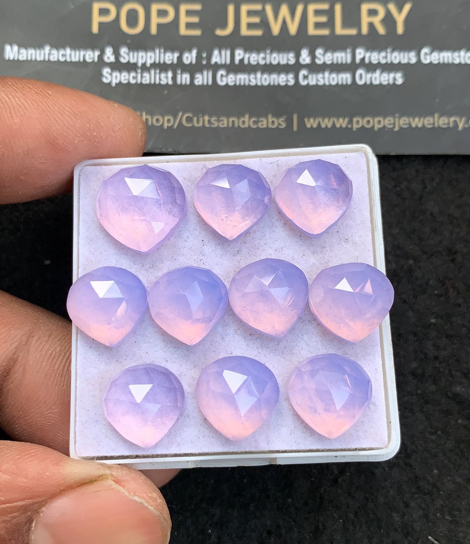 Natural Lavender Quartz Gemstone Rose Cut Heart Shape Cabochon High Quality Loose Gemstones For Jewelry Making 12-10 MM Size 10 Pcs V4665