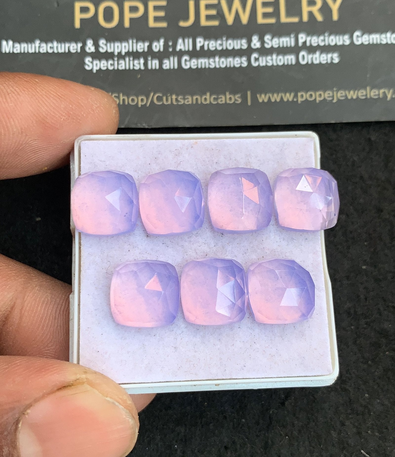 Natural Lavender Quartz Gemstone Rose Cut Cushion Shape Cabochon High Quality Loose Gemstones For Jewelry Making 10 MM Size 7 Pcs V4667