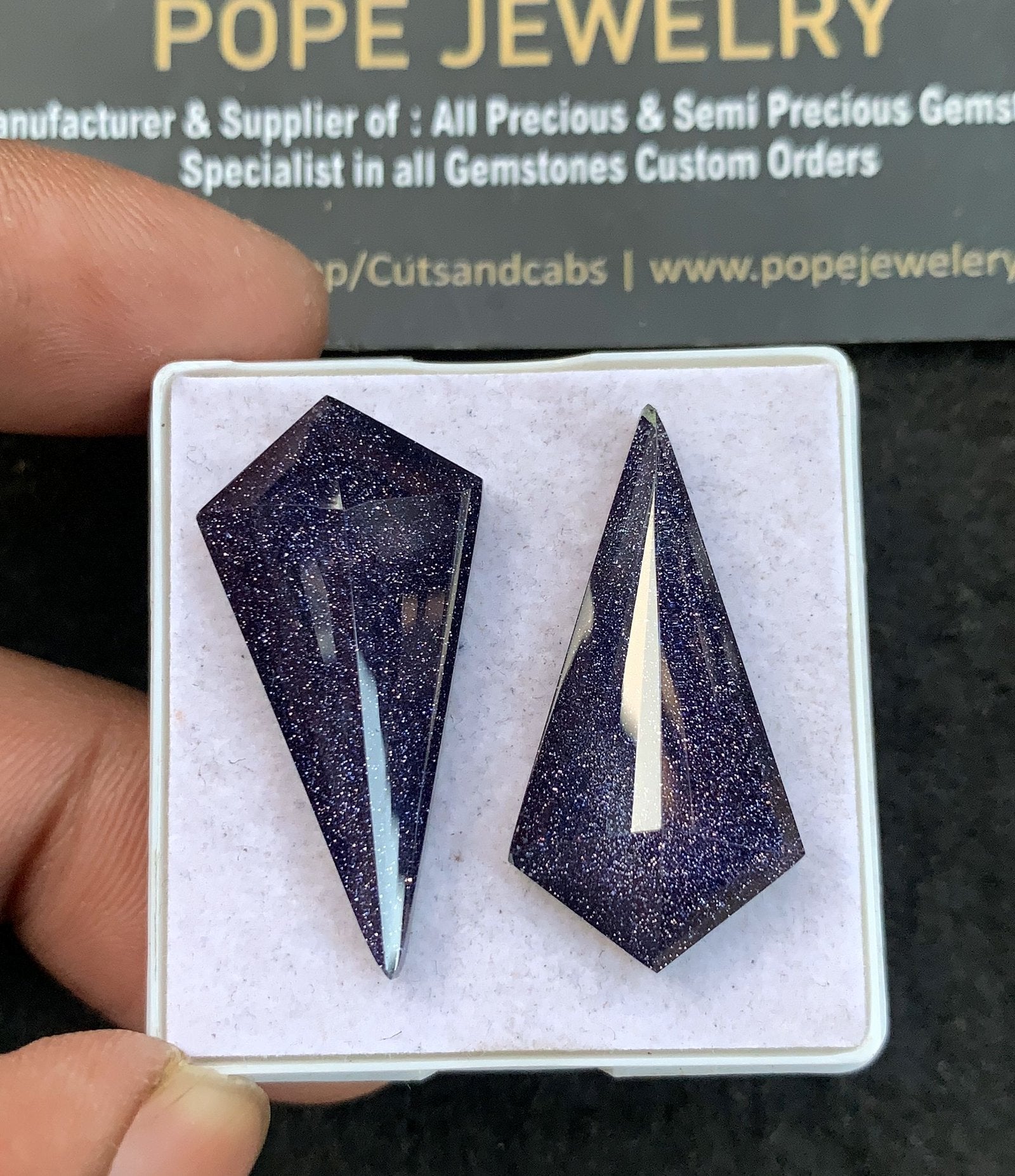 Blue Sandstone Doublet Gemstone Step Cut Fancy Shape Cabochon High Quality Loose Gemstones For Jewelry Making 31-33 MM Size 2 Pcs V4673