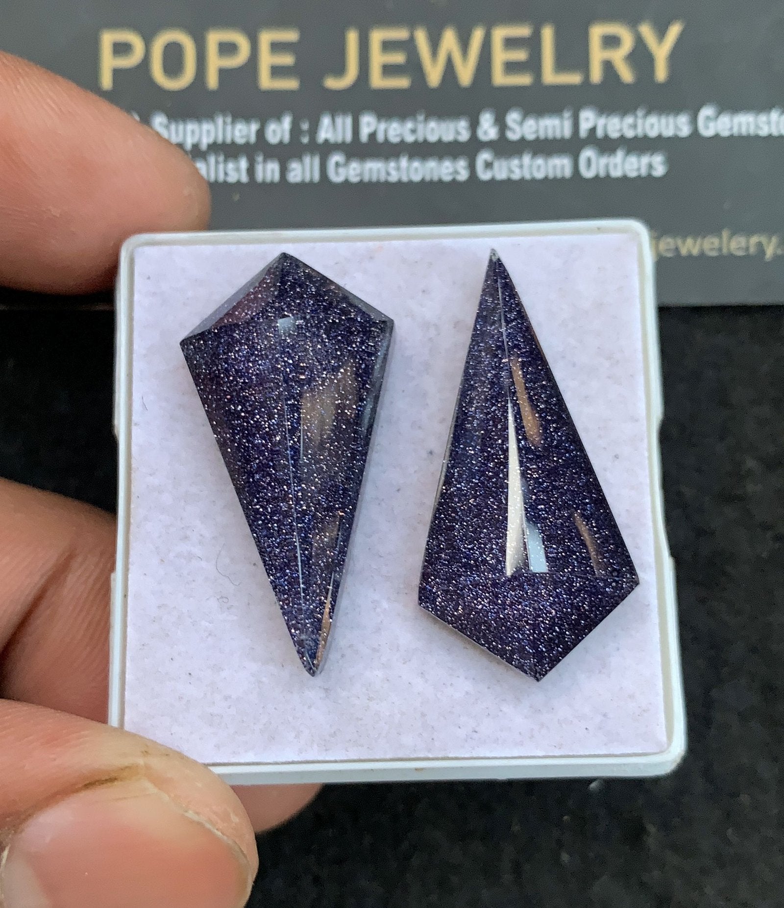 Blue Sandstone Doublet Gemstone Step Cut Fancy Shape Cabochon High Quality Loose Gemstones For Jewelry Making 31-32 MM Size 2 Pcs V4674