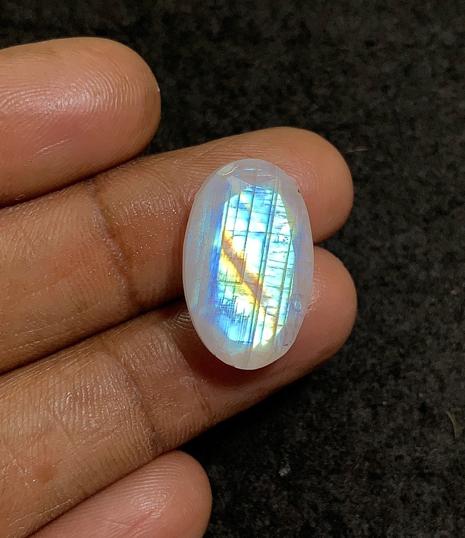 Natural Rainbow Moonstone Faceted Cut Oval Gemstone Loose Gemstones for Jewlery Making WholesaleGems Popegems 21x14x8 MM