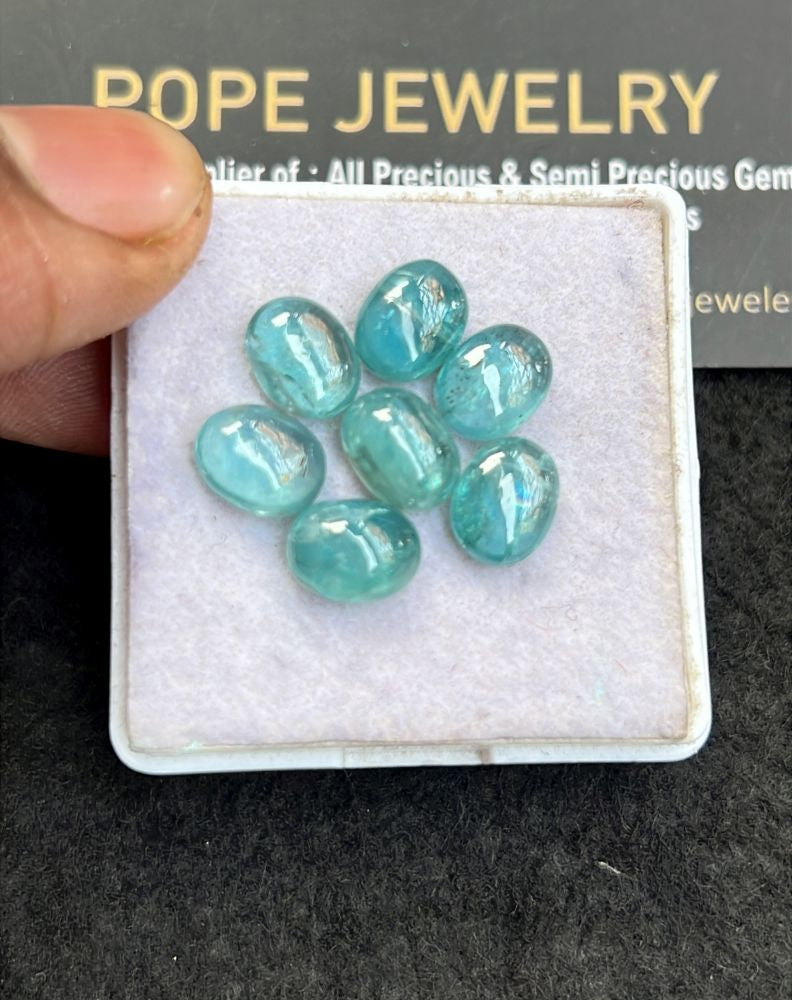 Natural Aqua Kyanite Gemstone Smooth Oval Shape Cabochon High Quality Loose Gemstones For Jewelry Making 9x7 MM Size 7 Pcs V5096