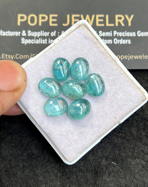 Natural Aqua Kyanite Gemstone Smooth Oval Shape Cabochon High Quality Loose Gemstones For Jewelry Making 9x7 MM Size 7 Pcs V5096