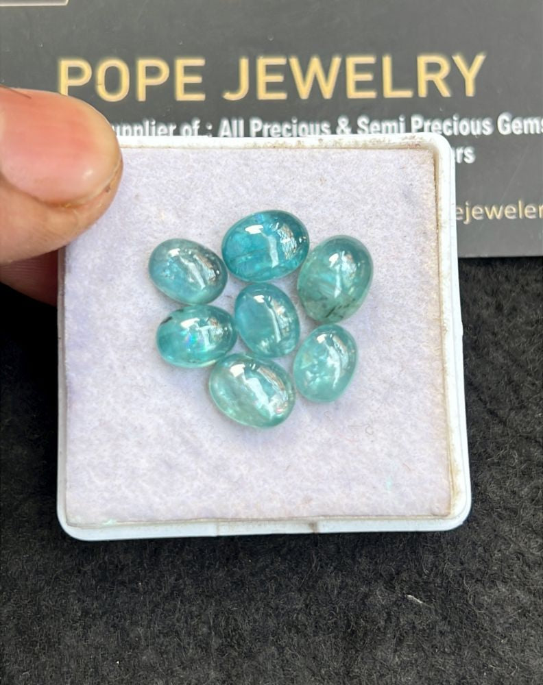 Natural Aqua Kyanite Gemstone Smooth Oval Shape Cabochon High Quality Loose Gemstones For Jewelry Making 8-6 MM Size 7 Pcs V5097