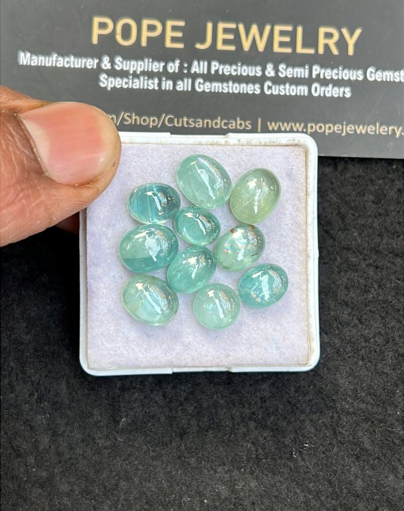Natural Aqua Kyanite Gemstone Smooth Mix Shape Cabochon High Quality Loose Gemstones For Jewelry Making 8-10 MM Size 10 Pcs V5099