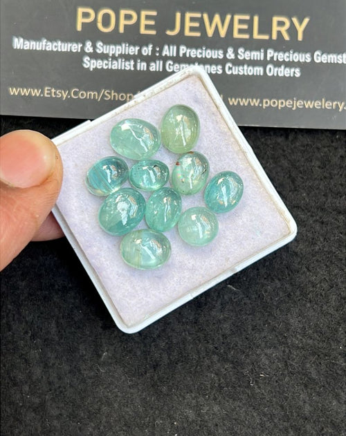 Natural Aqua Kyanite Gemstone Smooth Mix Shape Cabochon High Quality Loose Gemstones For Jewelry Making 8-10 MM Size 10 Pcs V5099