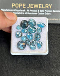 Natural Teal Green Kyanite Gemstone Rose Cut Mix Shape Cabochon High Quality Loose Gemstones For Jewelry Making 5-7 MM Size 16 Pcs V5102