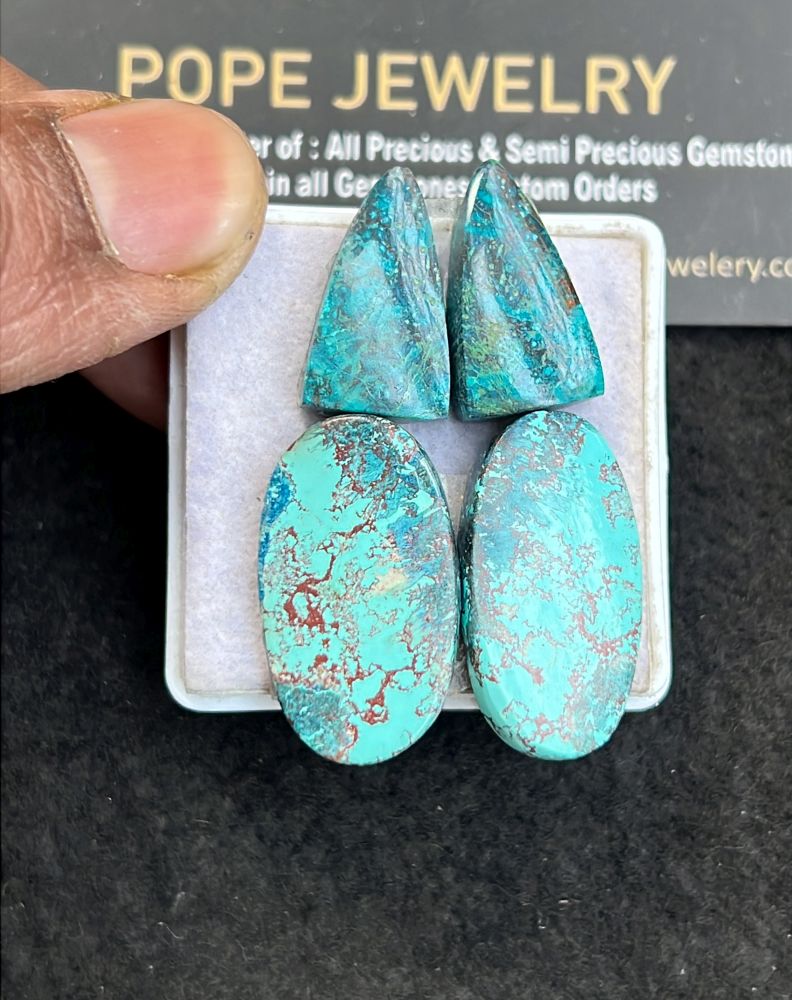 Natural Shattuckite Gemstone Smooth Mix Shape Cabochon High Quality Loose Gemstones For Jewelry Making 21-28 MM Size 2 Pair V5120