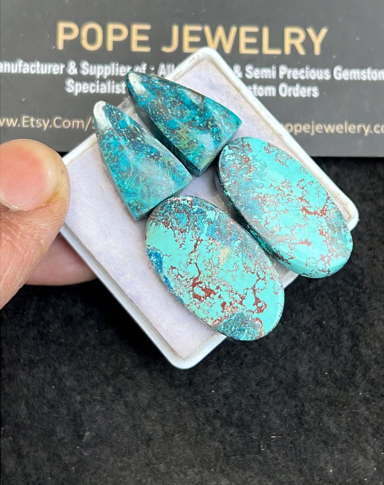 Natural Shattuckite Gemstone Smooth Mix Shape Cabochon High Quality Loose Gemstones For Jewelry Making 21-28 MM Size 2 Pair V5120