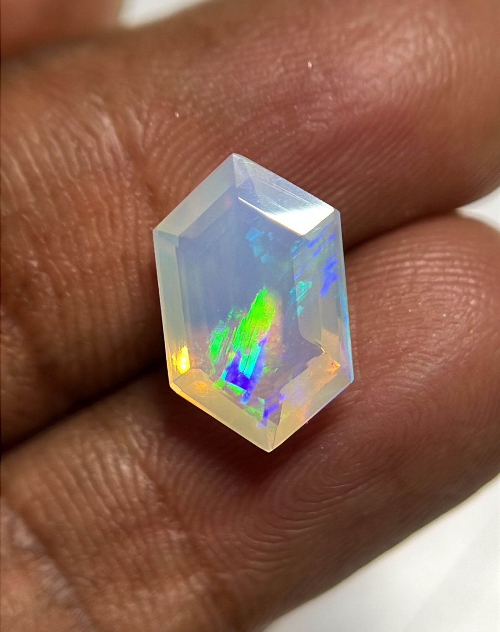 Natural Ethiopian Opal Gemstone Faceted Cut Hexagon Shape High Quality Loose Gemstones For Jewelry Making 13x8x5 MM Size SM24905