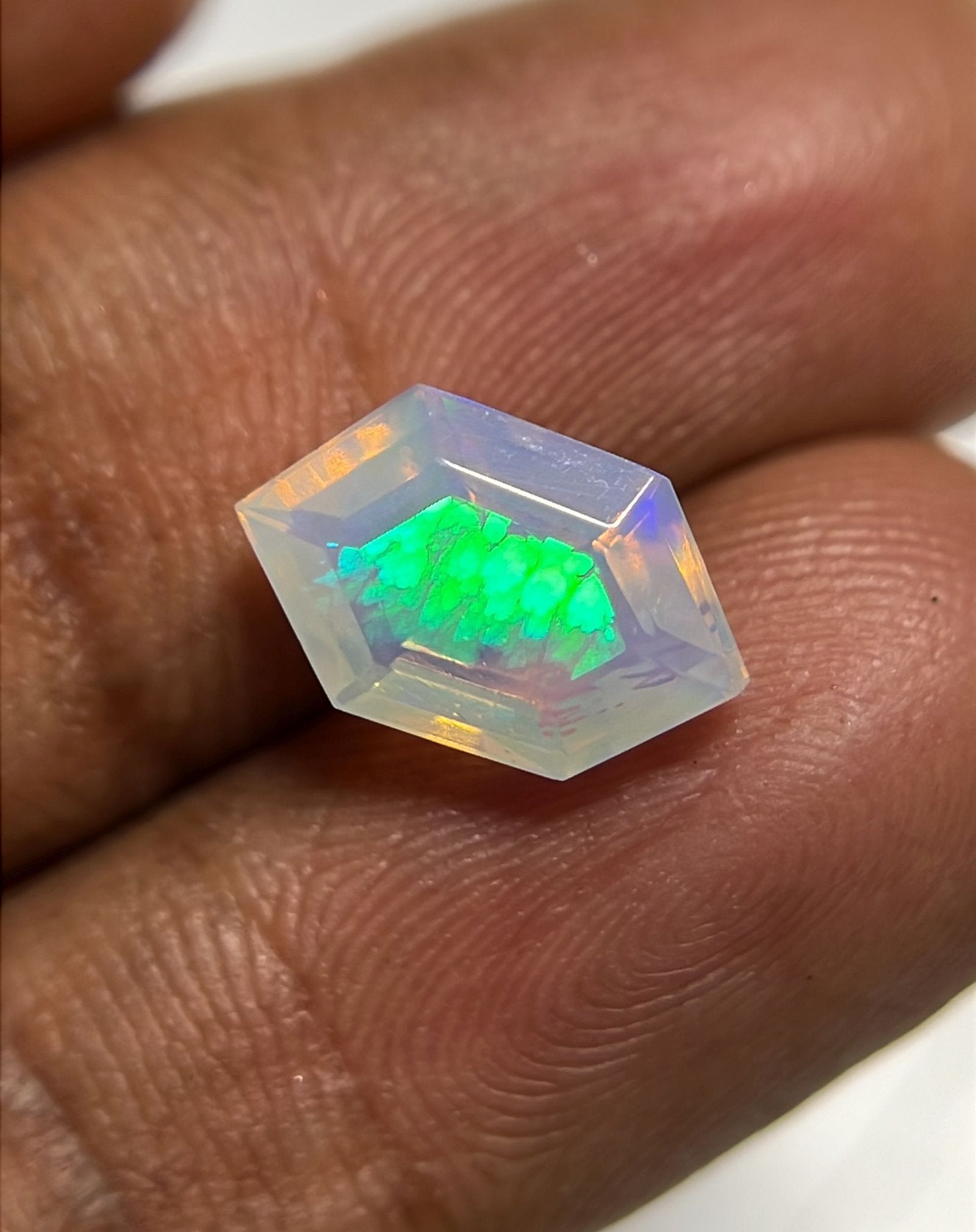 Natural Ethiopian Opal Gemstone Faceted Cut Hexagon Shape High Quality Loose Gemstones For Jewelry Making 12x7x5 MM Size SM24906