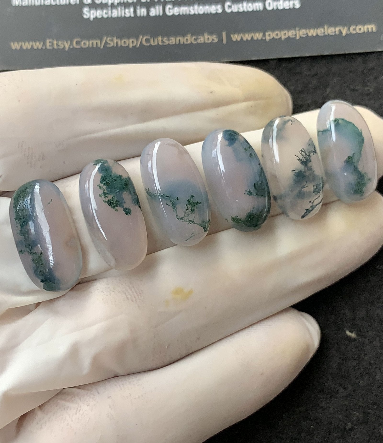 Natural Moss Agate Gemstone Smooth Oval Shape Cabochon High Quality Loose Gemstones For Jewelry Making 20x10 MM Size 6 Pcs SM24863