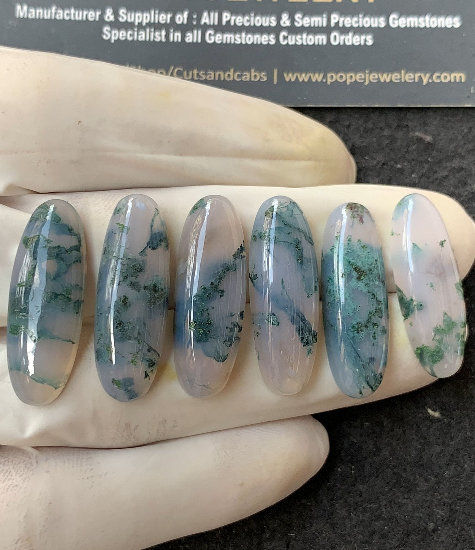 Natural Moss Agate Gemstone Smooth Oval Shape Cabochon High Quality Loose Gemstones For Jewelry Making 30x10 MM Size 6 Pcs SM24867