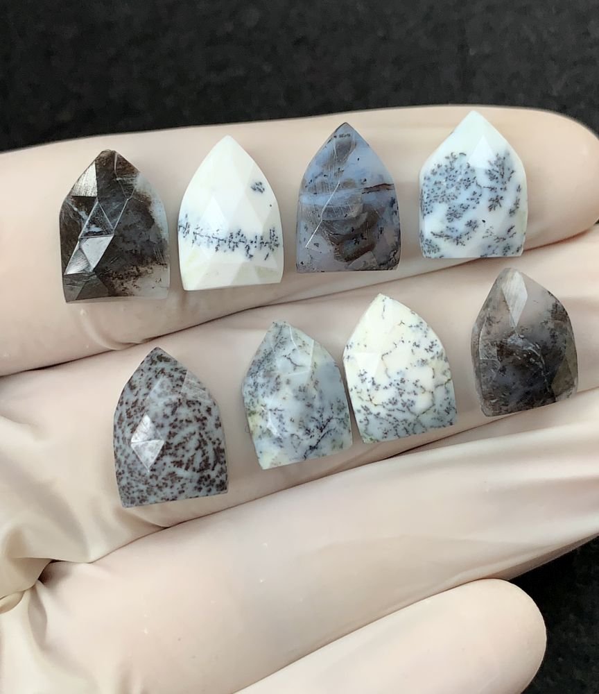 Natural Dendrite opal Gemstone Rose Cut Fancy Shape High Quality Loose Gemstones For Jewelry Making 14x10 MM Size 8 Pcs V2517