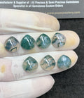 Natural Moss Agate Gemstone Smooth Heart Shape Cabochon High Quality Loose Gemstones For Jewelry Making 12 MM Size 7 Pc V2964