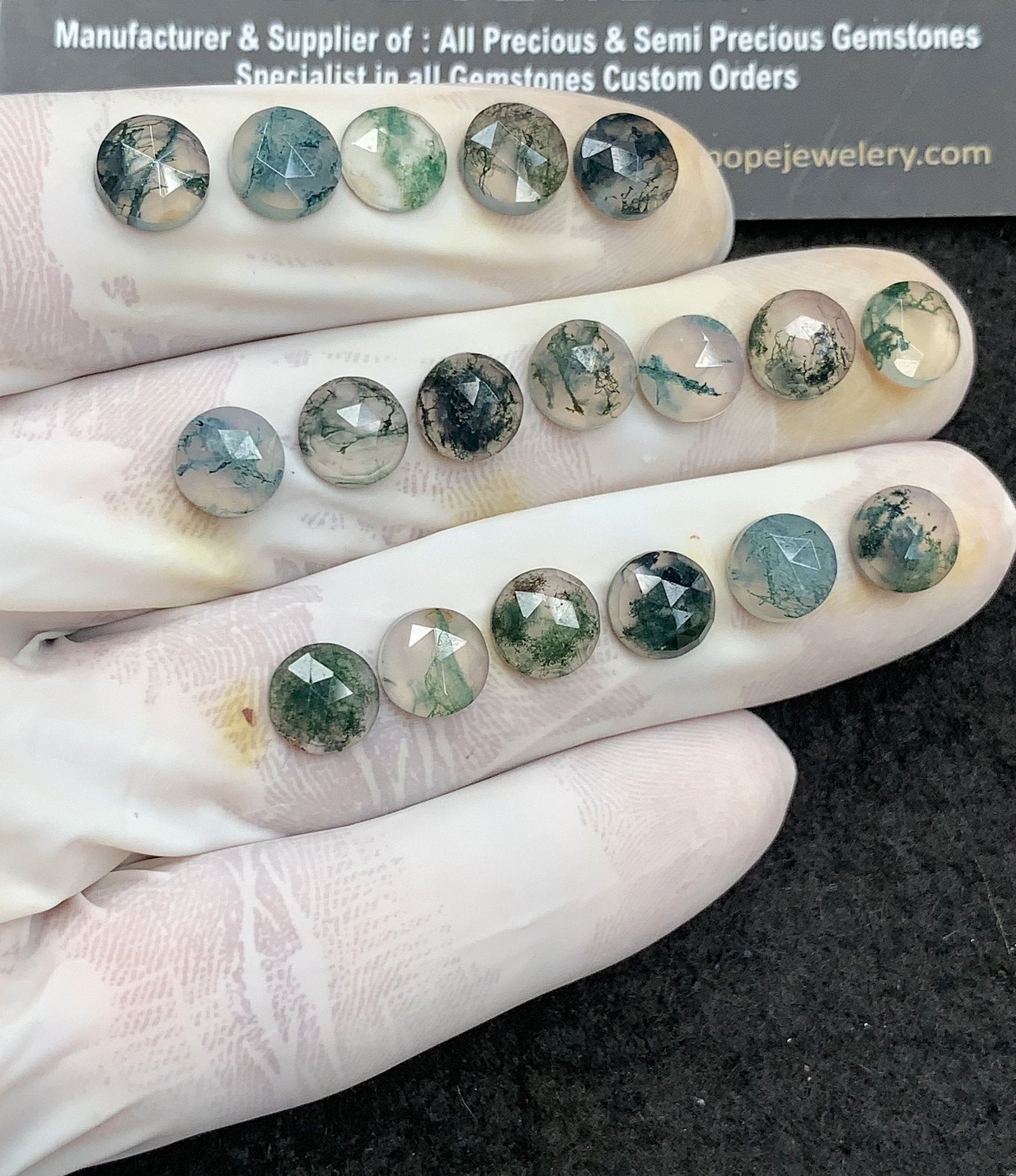 Natural Moss Agate Gemstone Rose Cut Round Shape Cabochon High Quality Loose Gemstones For Jewelry Making 8 MM Size 18 Pc V2965