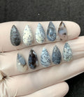 Natural Dendrite Opal Gemstone Rose Cut Pear Shape Cabochon High Quality Loose Gemstones For Jewelry Making 15x7 MM Size 10 Pcs V2526