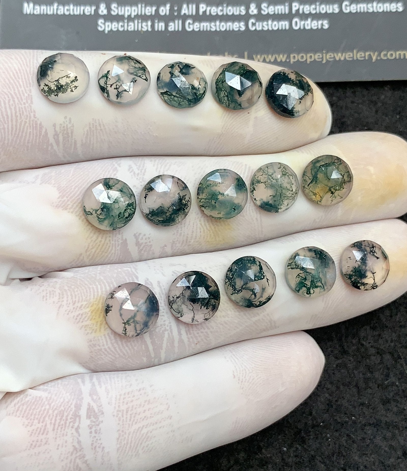 Natural Moss Agate Gemstone Rose Cut Round Shape Cabochon High Quality Loose Gemstones For Jewelry Making 9 MM Size 15 Pc V2967