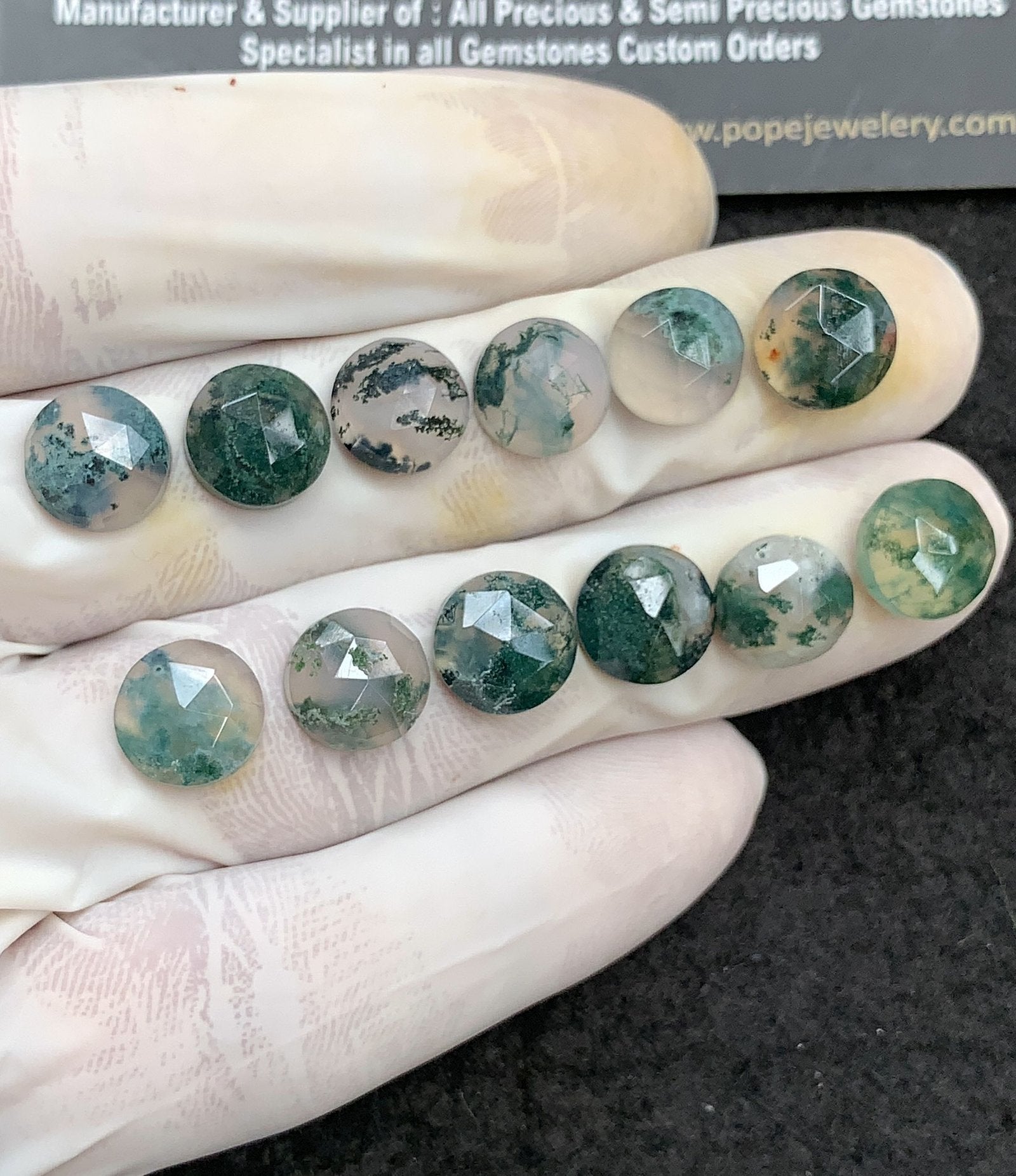 Natural Moss Agate Gemstone Rose Cut Round Shape Cabochon High Quality Loose Gemstones For Jewelry Making 10 MM Size 12 Pc V2968