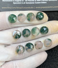 Natural Moss Agate Gemstone Rose Cut Round Shape Cabochon High Quality Loose Gemstones For Jewelry Making 10 MM Size 12 Pc V2969