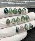 Natural Moss Agate Gemstone Rose Cut Pear Shape Cabochon High Quality Loose Gemstones For Jewelry Making 12x8 MM Size 14 Pc V2975
