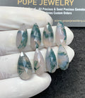 Natural Moss Agate Gemstone Rose Cut Pear Shape Cabochon High Quality Loose Gemstones For Jewelry Making 20x8 MM Size 8 Pc V2981