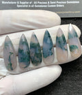 Natural Moss Agate Gemstone Rose Cut Pear Shape Cabochon High Quality Loose Gemstones For Jewelry Making 30x10 MM Size 6 Pc V2983
