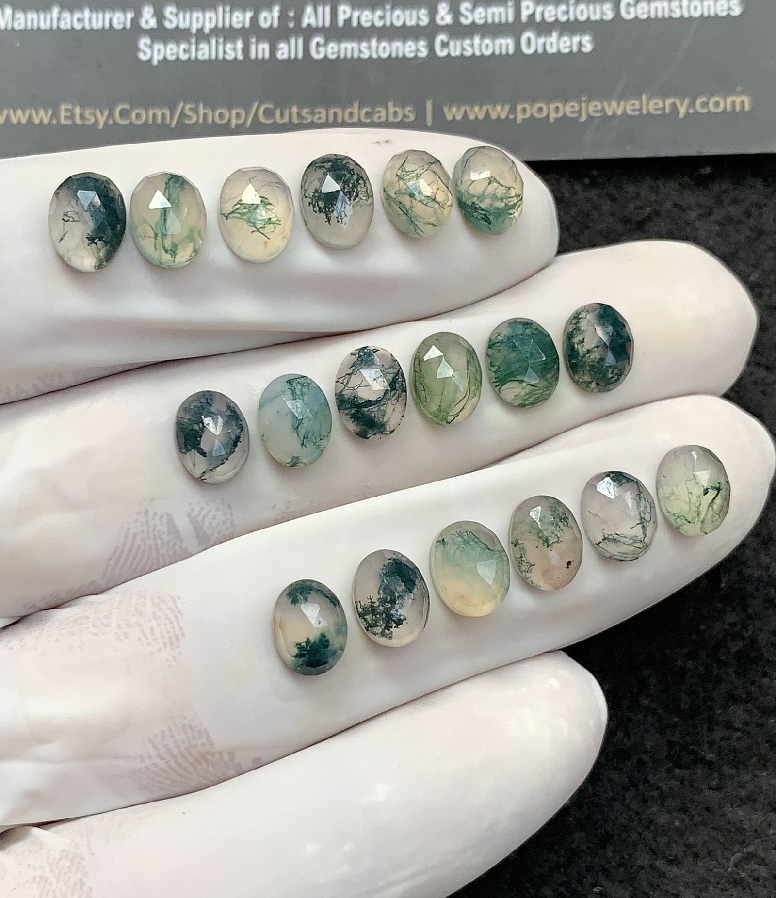 Natural Moss Agate Gemstone Rose Cut Oval Shape Cabochon High Quality Loose Gemstones For Jewelry Making 8x6 MM Size 18 Pc V2984