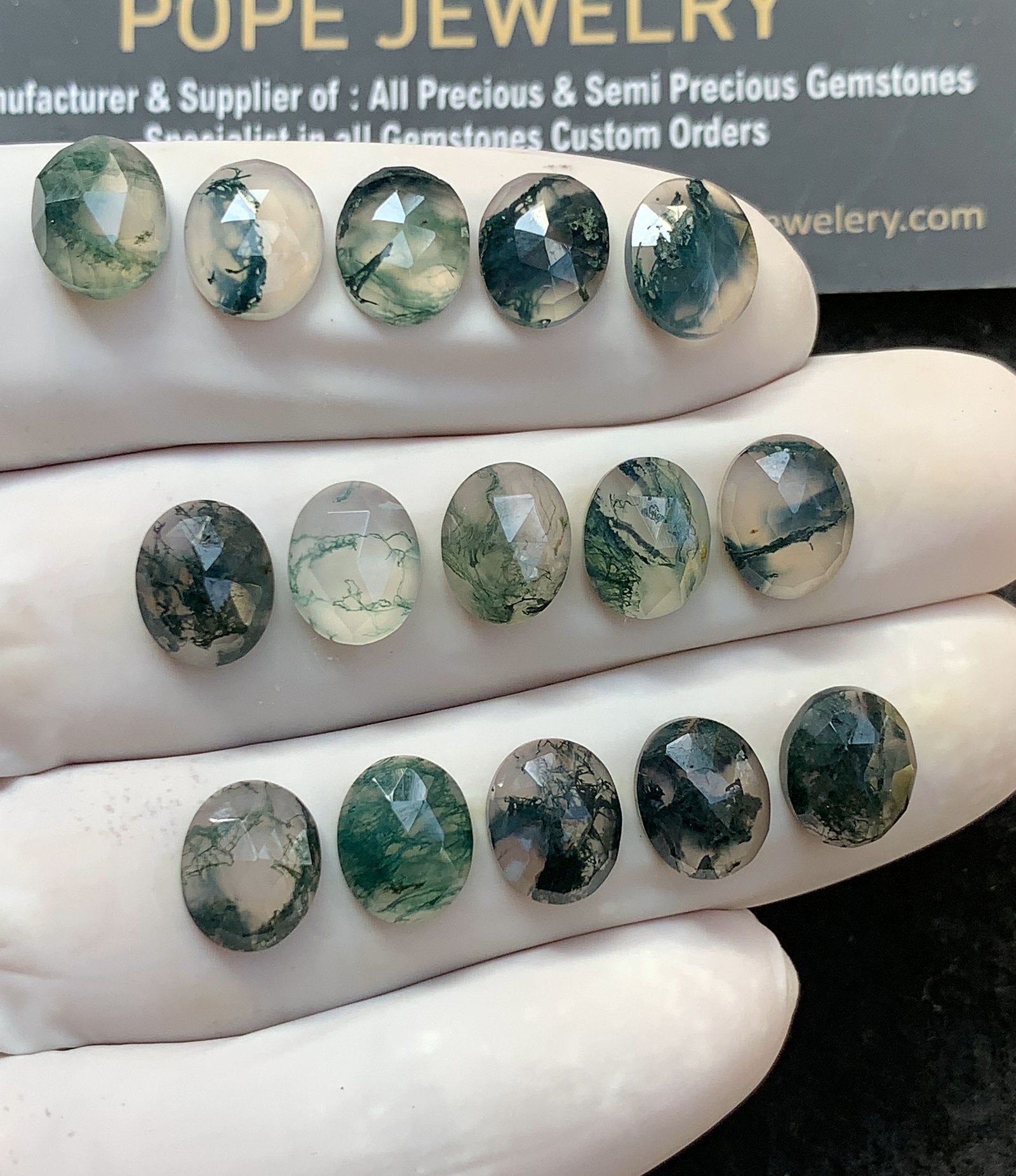 Natural Moss Agate Gemstone Rose Cut Oval Shape Cabochon High Quality Loose Gemstones For Jewelry Making 10x8 MM Size 15 Pc V2986