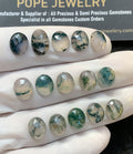 Natural Moss Agate Gemstone Rose Cut Oval Shape Cabochon High Quality Loose Gemstones For Jewelry Making 10x12 MM Size 15 Pc V2987