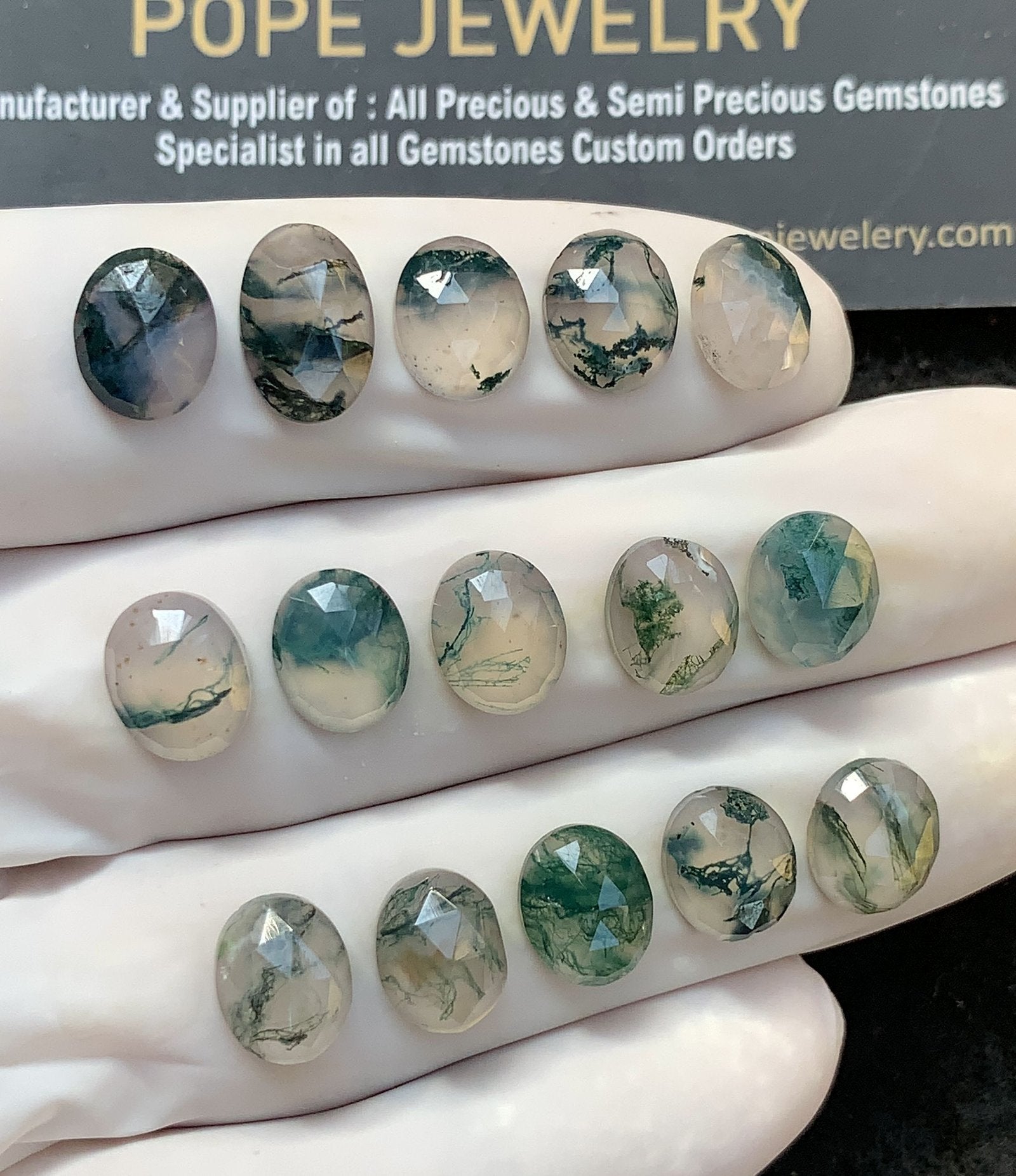 Natural Moss Agate Gemstone Rose Cut Oval Shape Cabochon High Quality Loose Gemstones For Jewelry Making 10x12 MM Size 15 Pc V2987