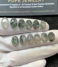 Natural Moss Agate Gemstone Rose Cut Oval Shape Cabochon High Quality Loose Gemstones For Jewelry Making 12x8 MM Size 12 Pc V2988