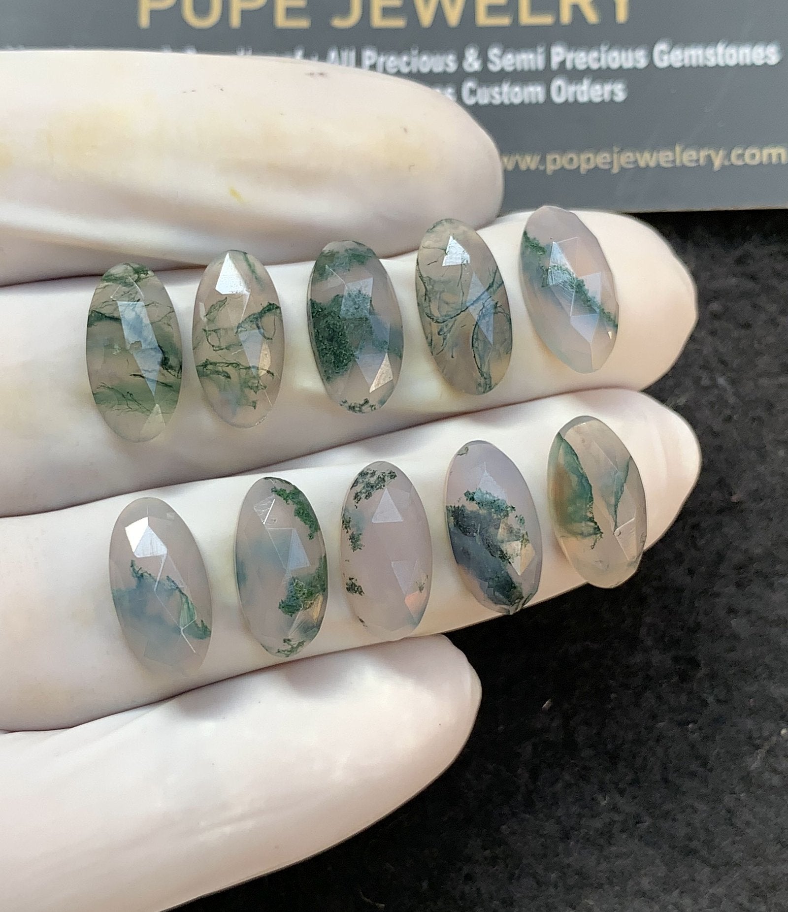 Natural Moss Agate Gemstone Rose Cut Oval Shape Cabochon High Quality Loose Gemstones For Jewelry Making 15x8 MM Size 10 Pc V2994