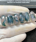 Natural Moss Agate Gemstone Rose Cut Oval Shape Cabochon High Quality Loose Gemstones For Jewelry Making 20x10 MM Size 6 Pc V2996